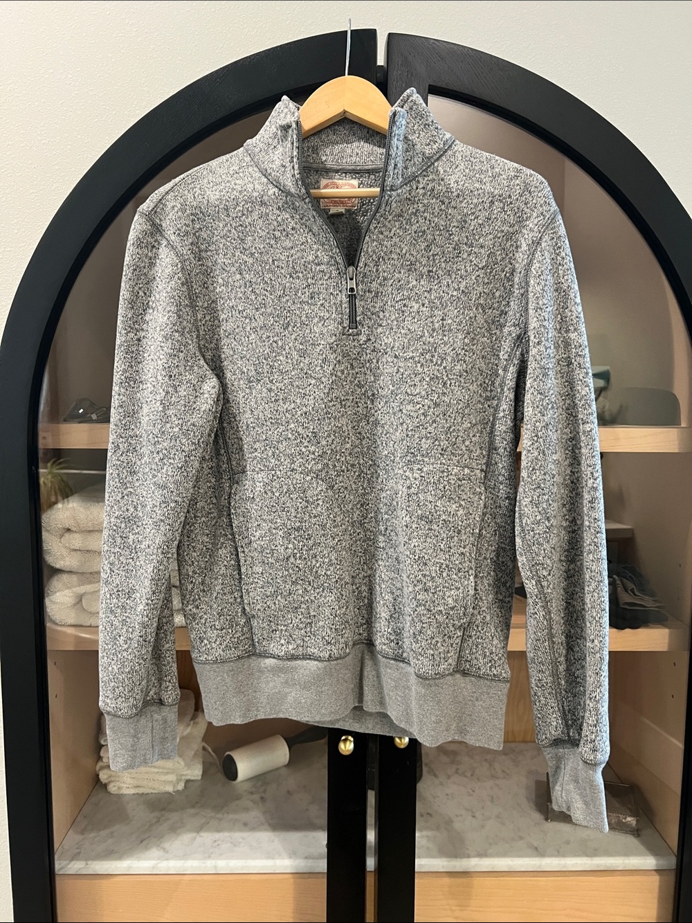 J. Crew Men's Heather Gray Half-Zip Mock Neck Sweater